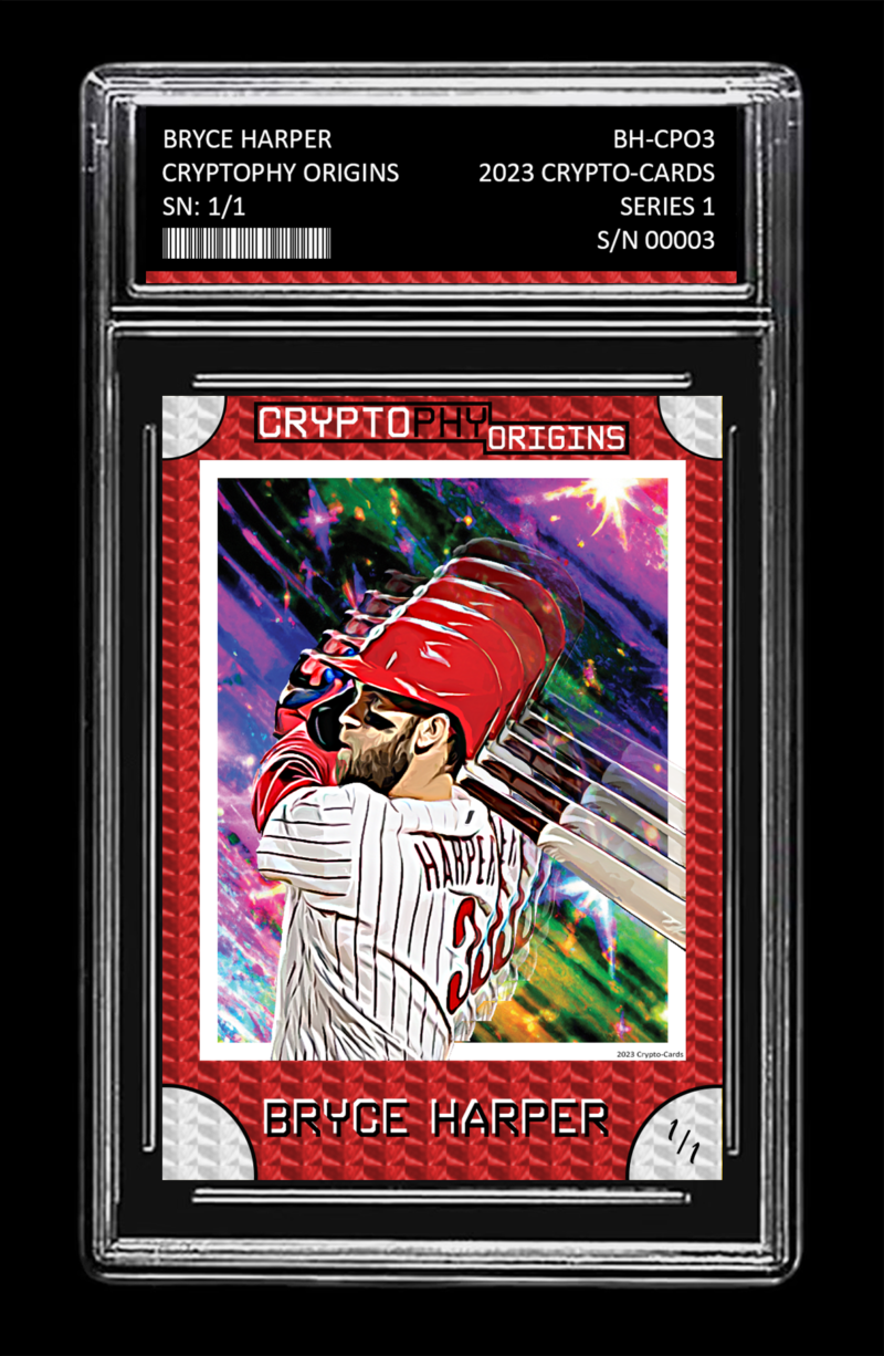 Bryce Harper CryptoPhy Origins CPO3 Slabbed Front Bryce Harper CRYPTOPHY ORIGINS 1/1